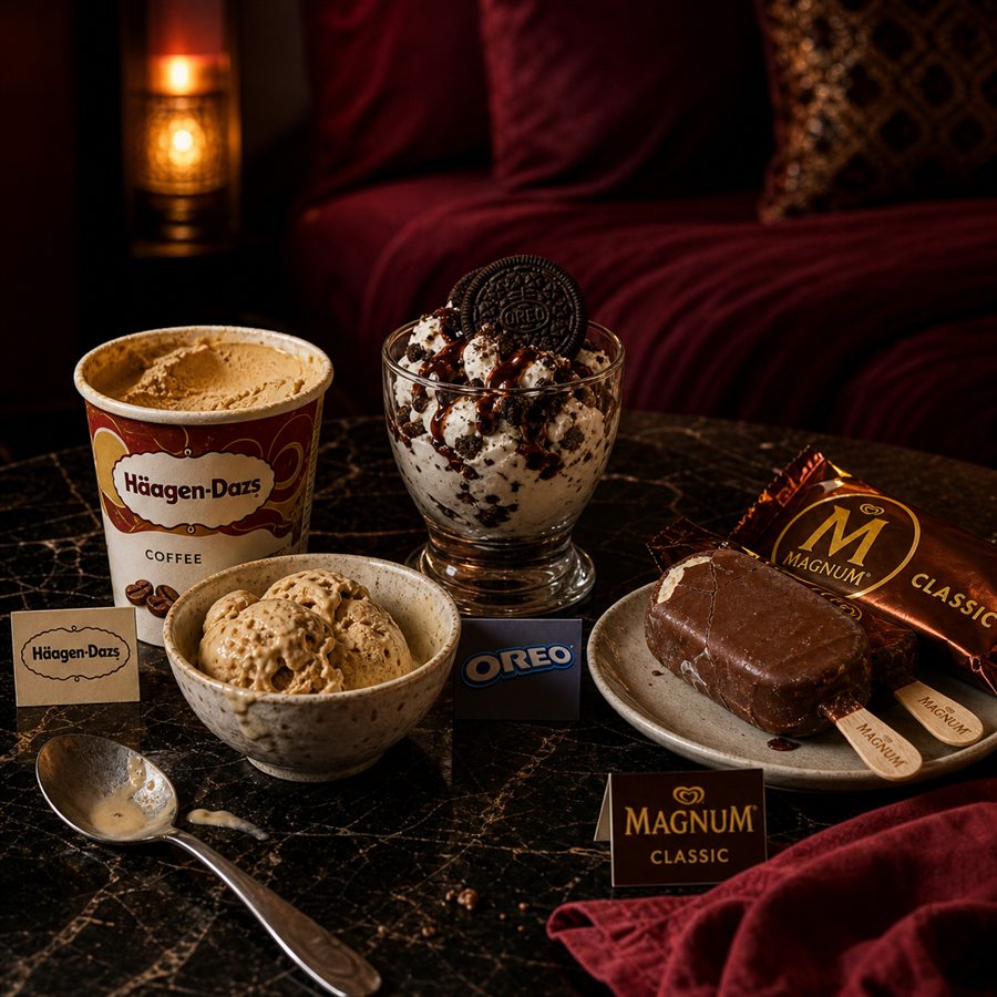 Helado Häagen-Dazs, copa Oreo y paletas Magnum del servicio de postres